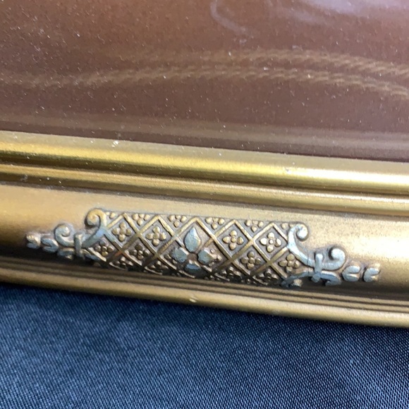 Antique convex bubble glass frame gold and silver tone with portrait of a woman - Picture 7 of 14